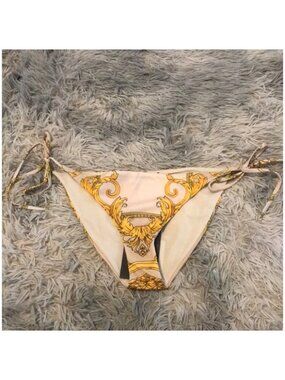 Versace La Coupe des Dieux Cream Bikini Bottom Gold Size 3 New